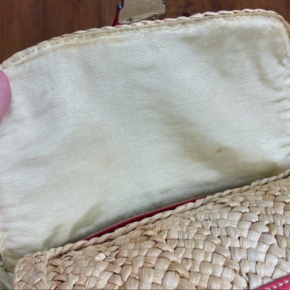 Ann Taylor corn husk basket purse tan and pink - Picture 4 of 10